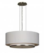 AFX Lighting, Inc. (Canada) DYP618SNMV - Six Light Satin Nickel White Opal Glass White Linen Shade Drum Shade Pendant