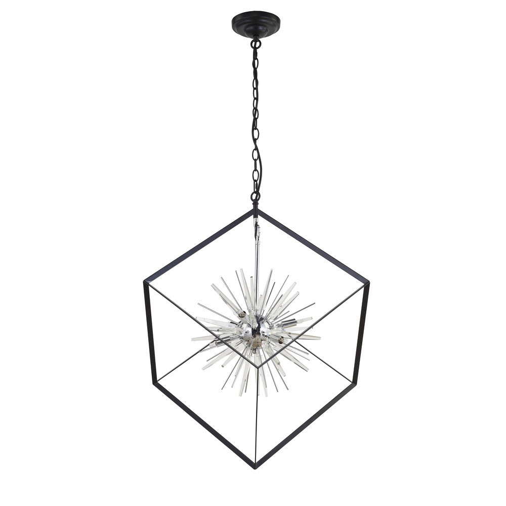 Avista Starburst 29&#34; Chandelier Black & Chrome