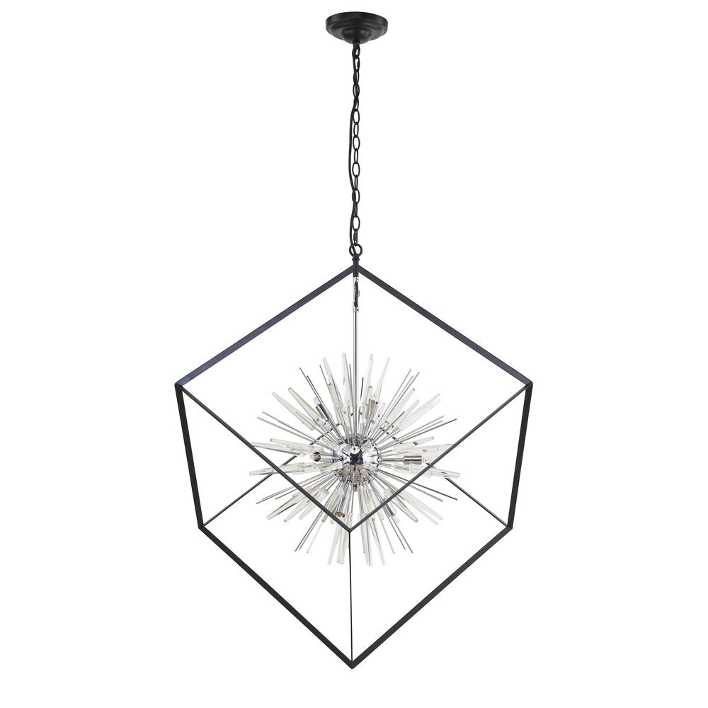 Avista Starburst 37&#34; Chandelier Black & Chrome