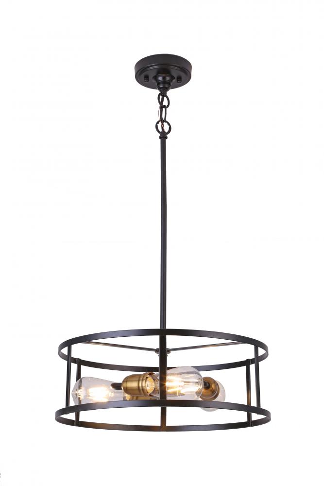 16&#34; 3x60W E26 Pendant in black finish with Gold sockets with chain and loop