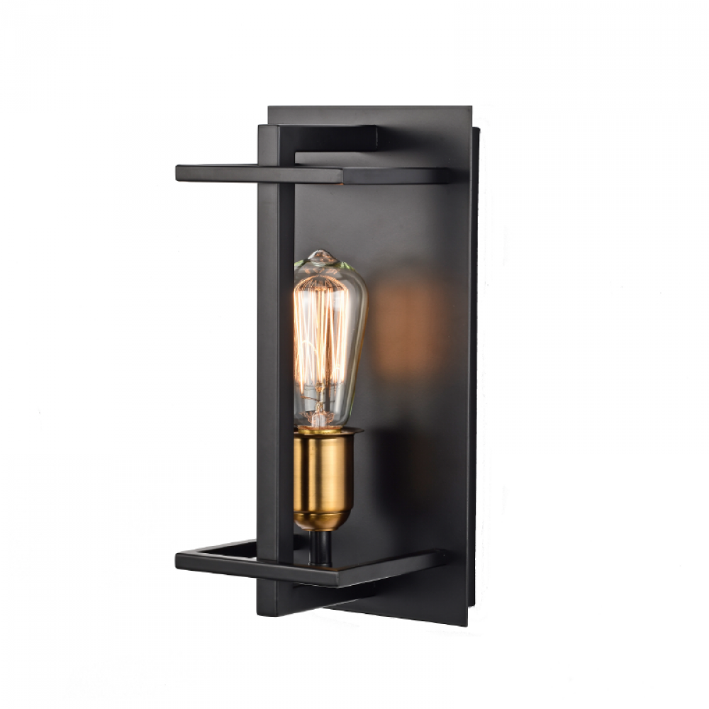 12&#34; Wall Sconce in Black finish with Gold socket rings