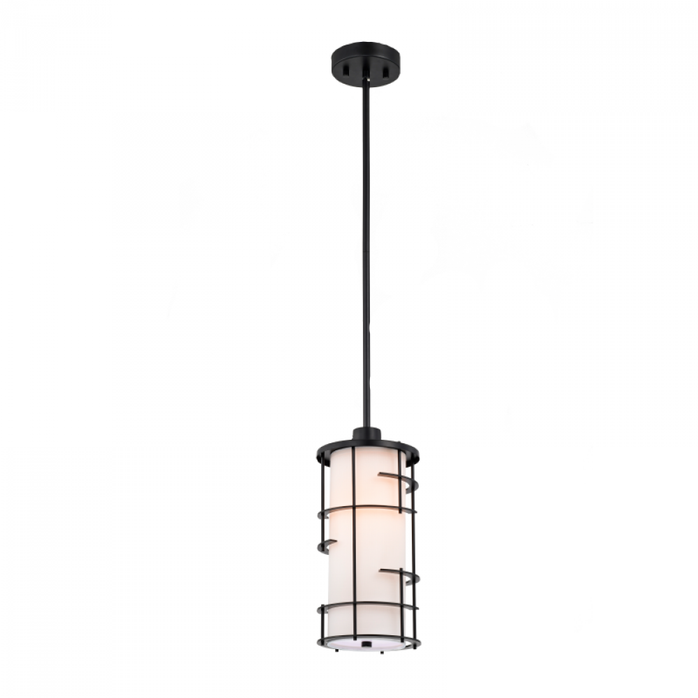 6&#34; &#39;1x60W-light pendant in black metal framewith white shade Dimensions