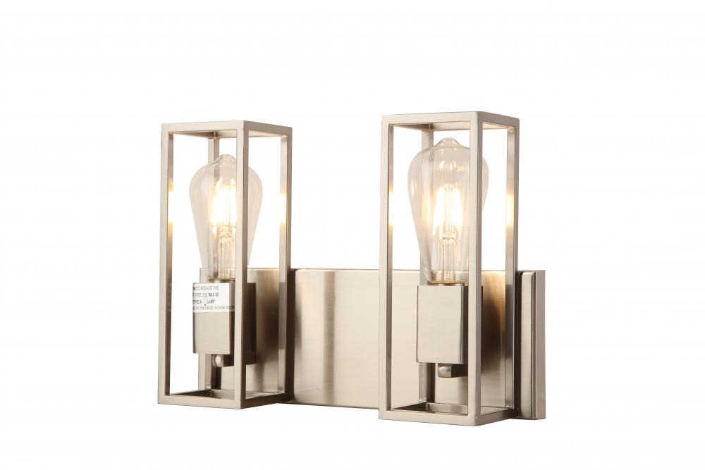 2x 60W E26 Vanity in Satin Nickel finish . Dimensions : L=13&#34; E=4.5&#34; H=9.5&#34;