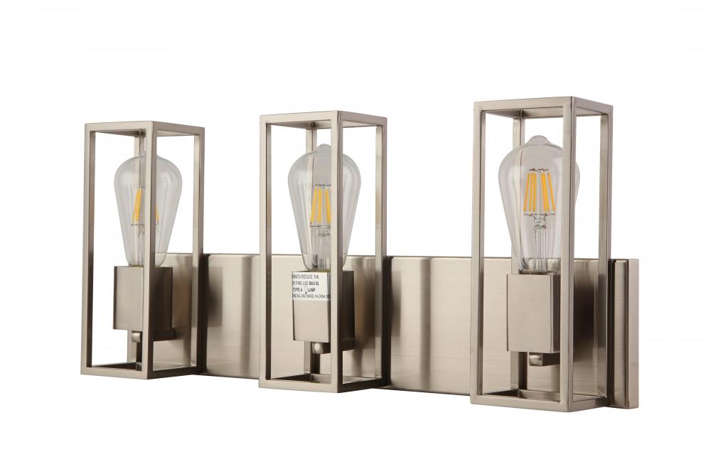 3x 60W E26 Vanity in Satin Nickel finish Dimensions : L=21.3&#34; E=4.5&#34; H=9.5&#34;