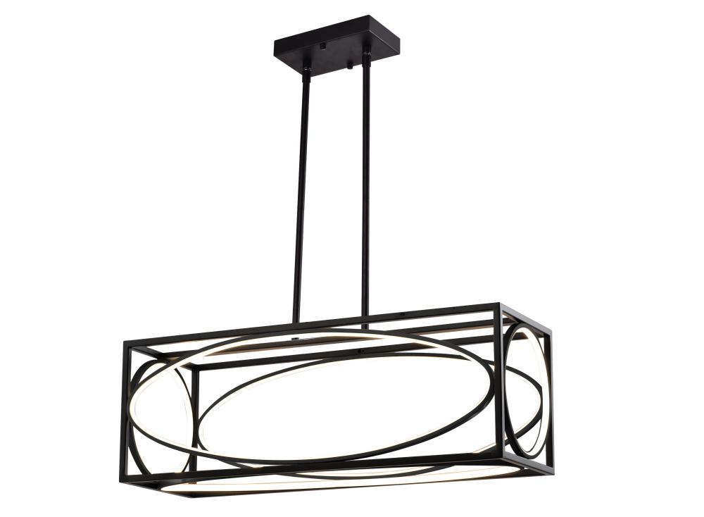 28.5&#34; 30W LED Pendant, initial Lumens 2400Lm, in 3000K Black frame with gold inside