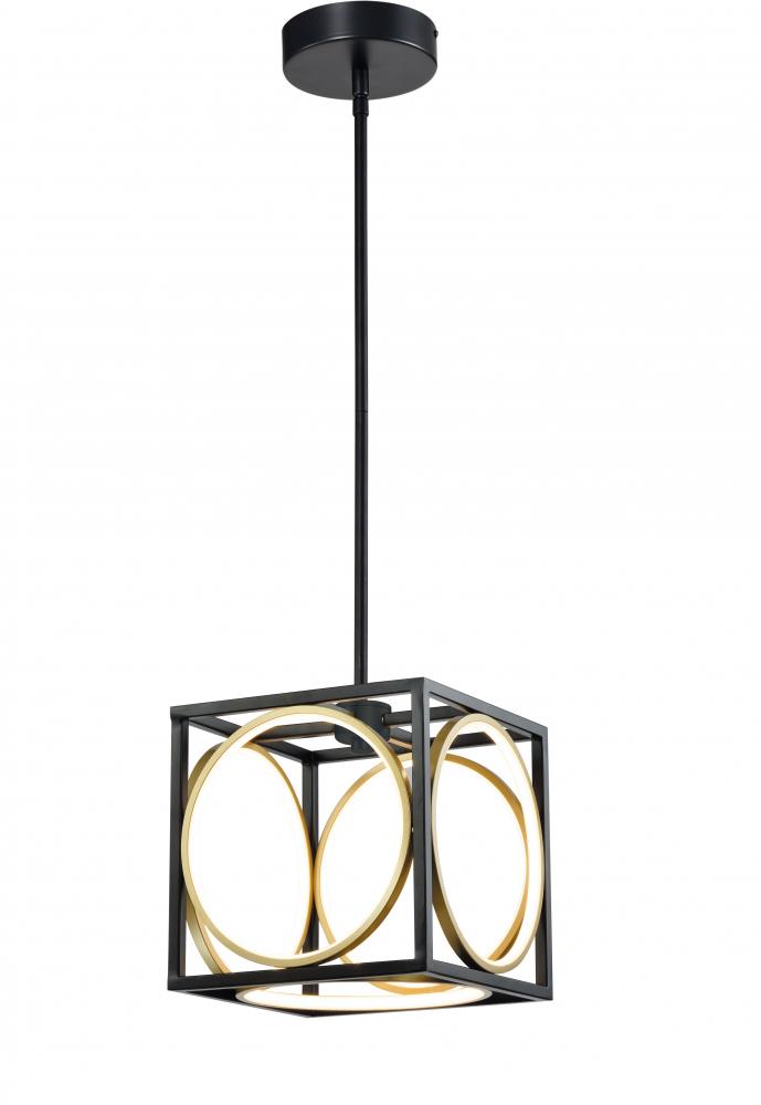 9.5&#34; 20W LED Pendant, initial Lumen,1200 in black frame with Gold inside 3000K