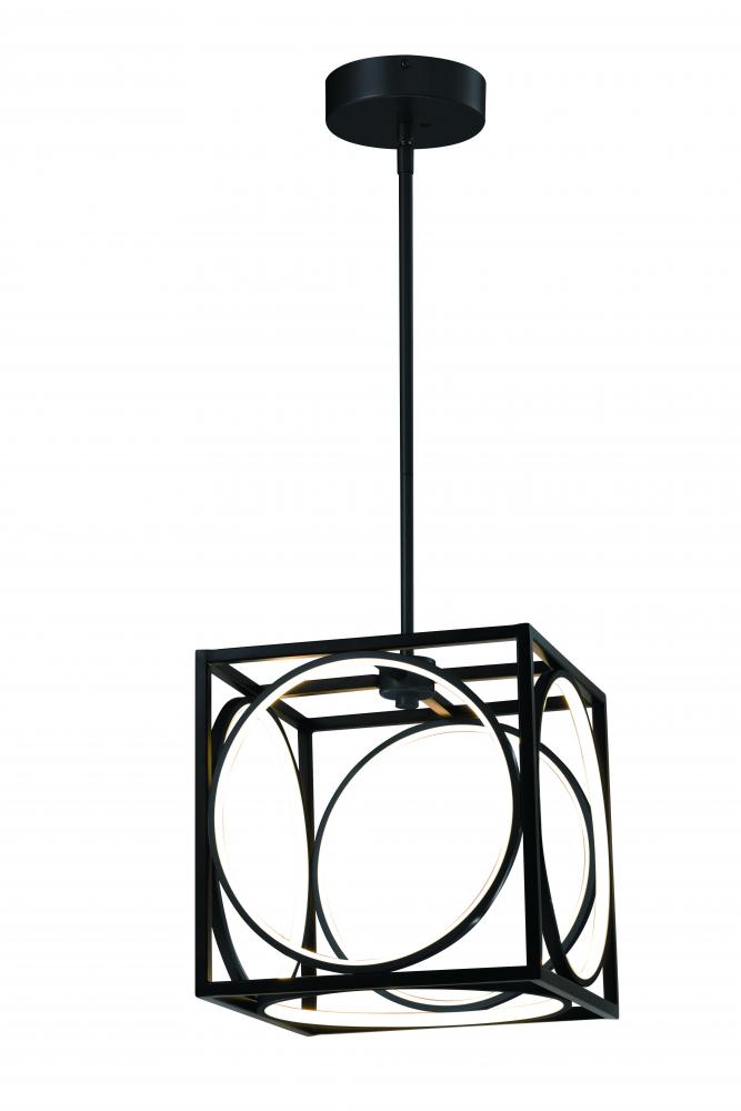 12&#34; 29 W LED Pendant, initial Lumens 2000Lm, in 3000K Black frame with black inside