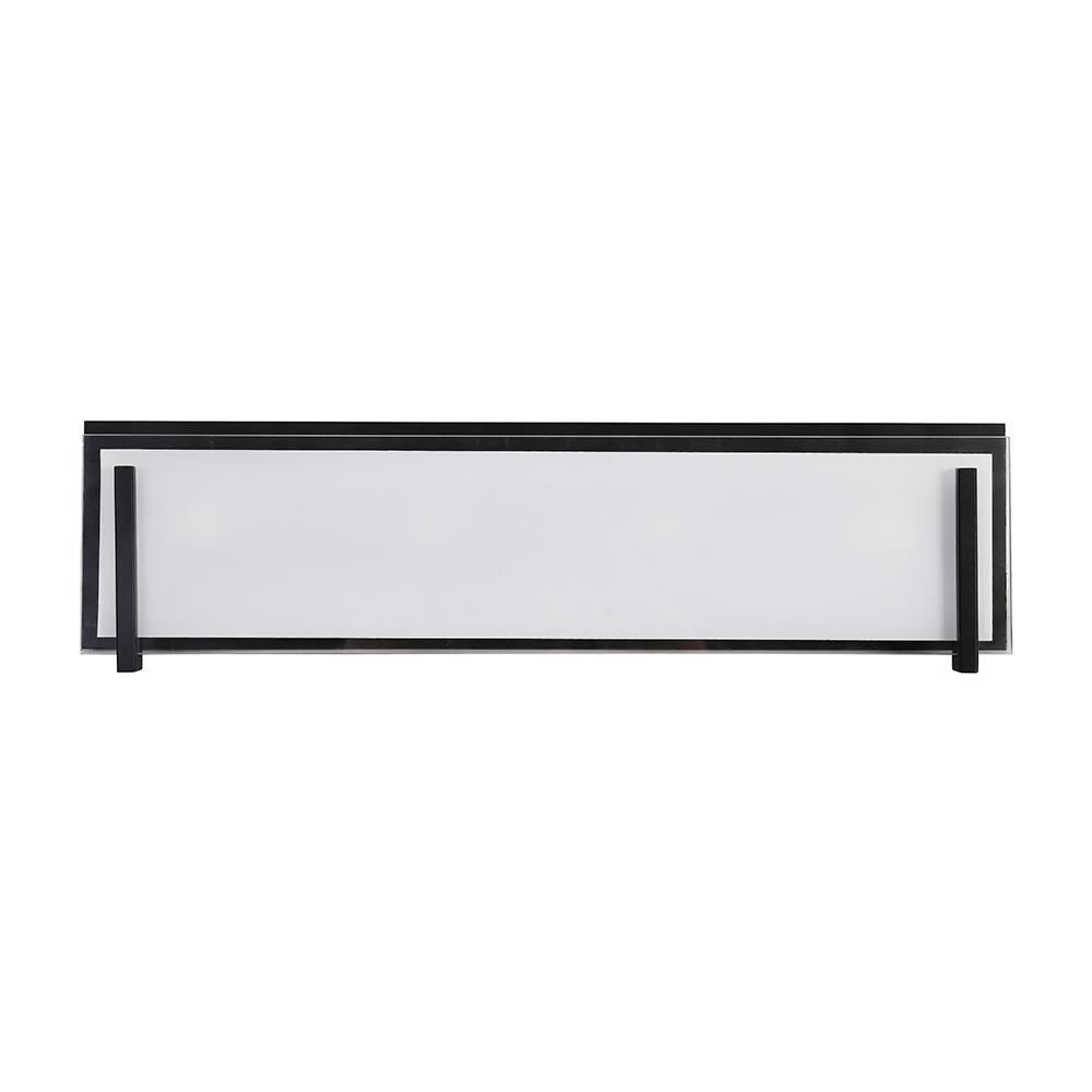 24&#34; 4X40WG9 Vanity Light in Black finish with white opal glass : Dimensions L23.8&#34;W3&#34;H5.
