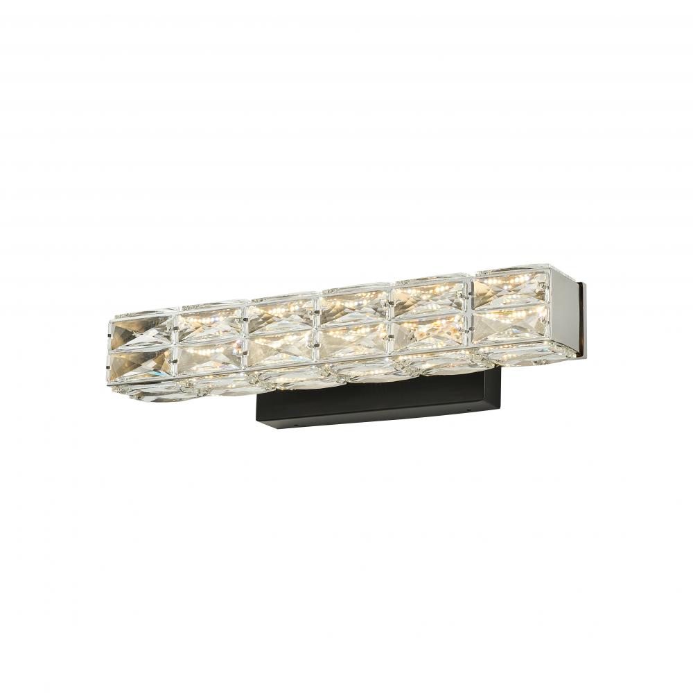 19&#34; 18W, 1200LM 3CCT LED, 3000K,4000K, 5000K vanity light with black backplate and crystal, size