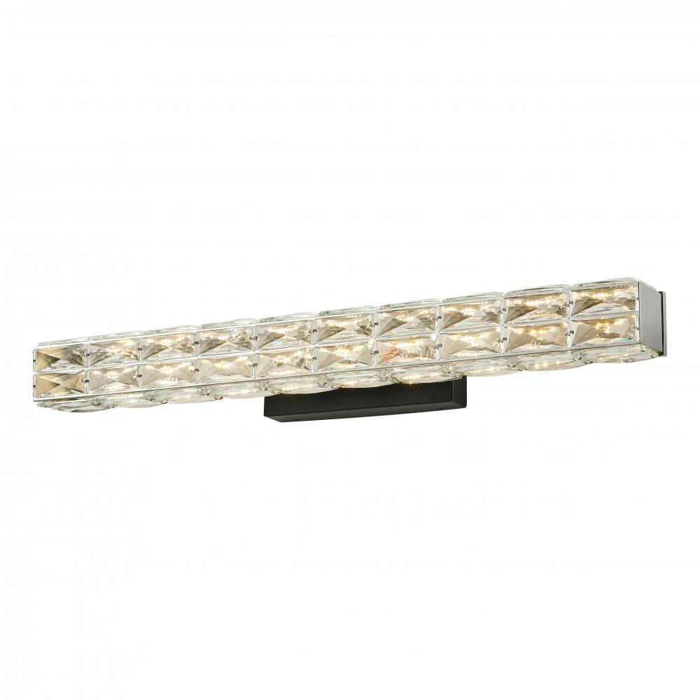 31&#34; 25W 2400LM 3CCT LED, 3000K,4000K, 5000K Vanity Light with black backplate and crystal