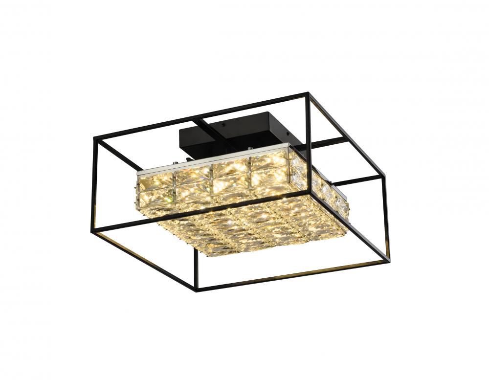 19&#34; 18W, Semi-Flush Mount Initial Lumen, 2200 In 3000K In Black Finish With K9 Crystal