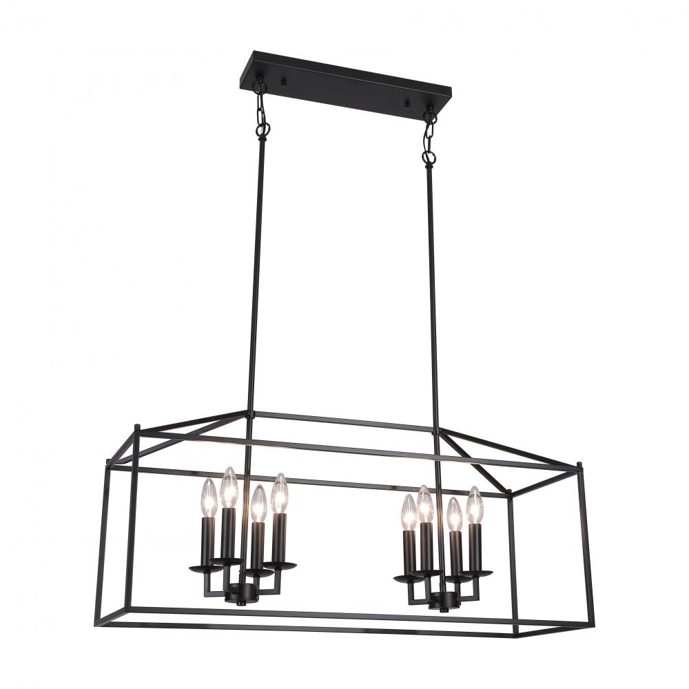 36&#34; 8X40W Pendant in Black finish with replaceable socket rings in Black, Gold and satin Nickel