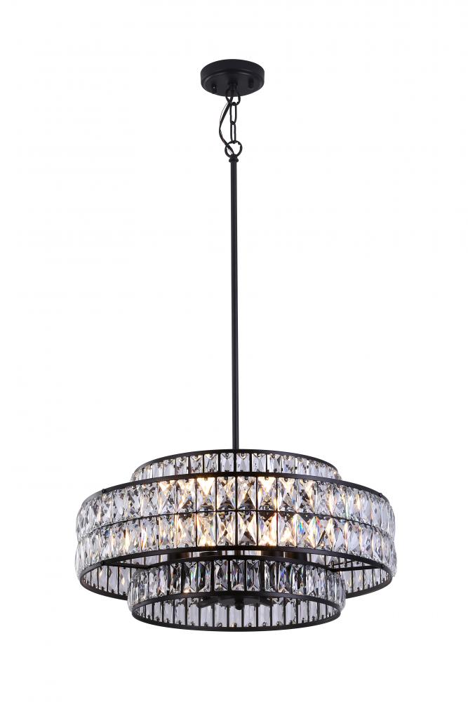 22&#34; 6x60W E26 Pendant in black finish with K9Crystal comes with 3x12&#34;, 1x6&#34;, 1x3&#34; Pi