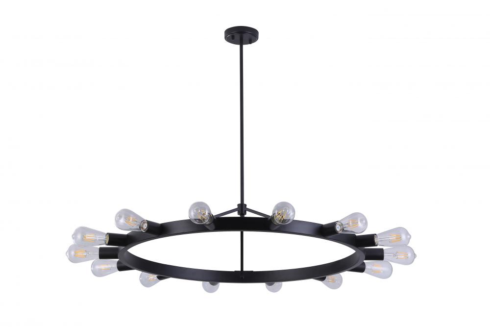 36&#34; 14x25 W E26 Round Pendant in Black finish with replaceable multiple socket rings