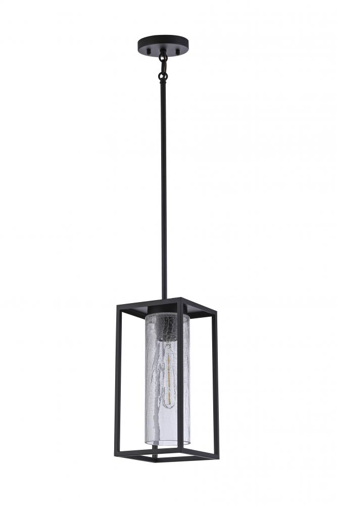 5.5&#34;, 1x60W, E26 Pendant in black finish with Crackled glass Suitable for Indoor / outdoor