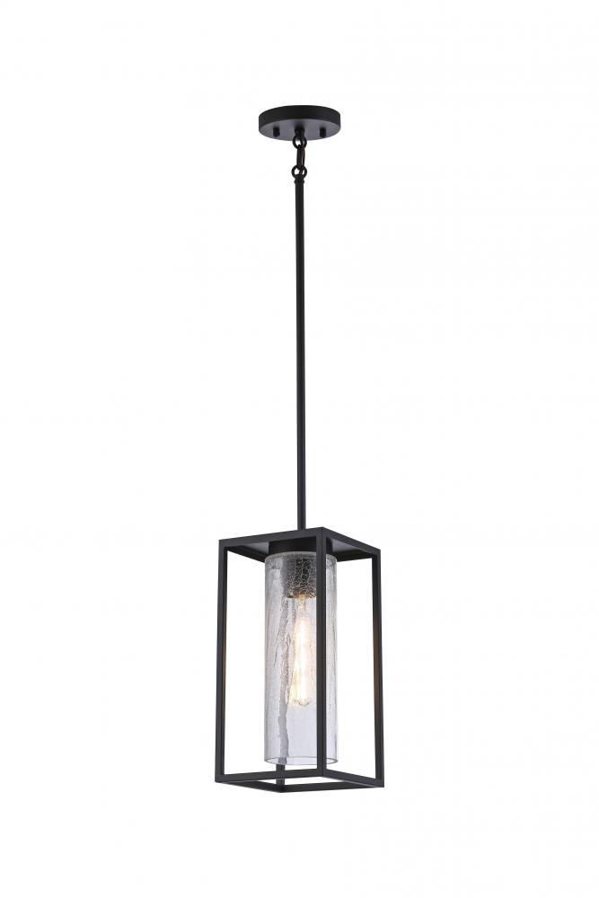 6.5&#34;, 1x60W, E26 Pendant in black finish with Crackled glass, suitable for indoor / outdoor