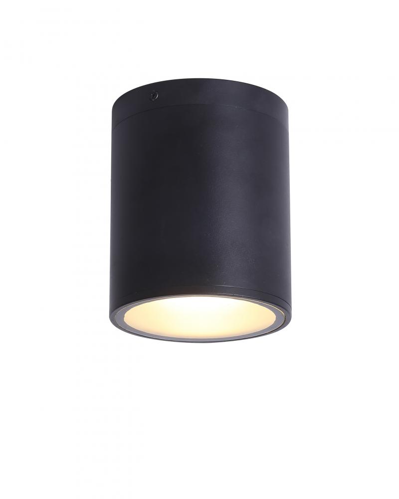 5 1X60W E26 aluminum round flush mount with cast aluminium in black finish with white acrylic