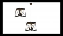 Lit Up Lighting LIT3933BK - 13" Dual mount Pendant 3x60 W Medium Base can be mounted as Pendant and a Flush Mount