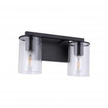 Lit Up Lighting LIT6122BK+MC -CL - 2 Light Vanity in Satin Nickel and Black finish frame with replaceable Socket Rings