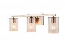 Lit Up Lighting LIT6123SN+MC-CL - 3 Light Vanity in Satin Nickel + 3 exchangeable socket covers
