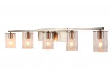 Lit Up Lighting LIT6125SN+MC-CL - 5 Light Vanity in Satin Nickel and Black finish frame with replaceable Socket Rings