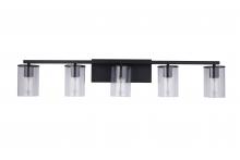 Lit Up Lighting LIT6125BK+MC -CL - 5 Light Vanity in Satin Nickel and Black finish frame with replaceable Socket Rings