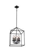 Lit Up Lighting LIT6932BK+MC - 16" 6x40W Pendant in Black finish with replaceable socket rings in Black, Gold and Satin Nickel
