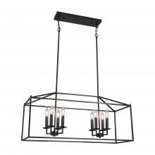 Lit Up Lighting LIT6951BK+MC - 36" 8X40W Pendant in Black finish with replaceable socket rings in Black, Gold and satin Nickel