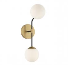 Savoy House Meridian CA M90098MBKNB - 2-Light Wall Sconce in Matte Black and Natural Brass