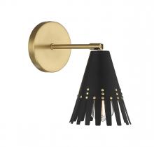 Savoy House Meridian CA M90103MBKNB - 1-Light Adjustable Wall Sconce in Matte Black with Natural Brass