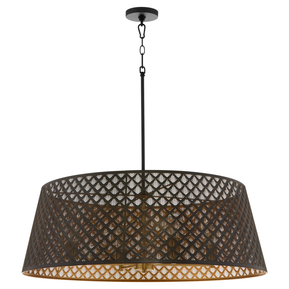 BENEDICT 32&#34; 4 LIGHT PENDANT - MATTE BLACK/AGED BLACK