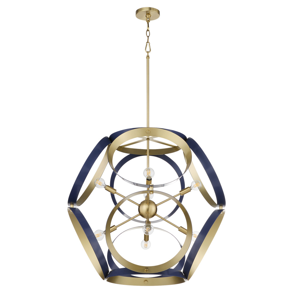 DOMAIN 30&#34; PENDANT - BLUE/AGED BRASS