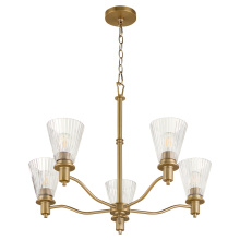 Quorum 6803-5-47 - LAWTON 5 LIGHT CHANDELIER - BRUSHED BRASS