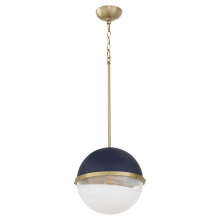 Quorum 82-12-3280 - 12 inches Milky Glass Sphere, Blue, Aged Brass