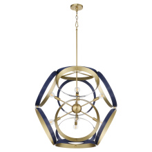 Quorum 866-8-3280 - DOMAIN 30" PENDANT - BLUE/AGED BRASS