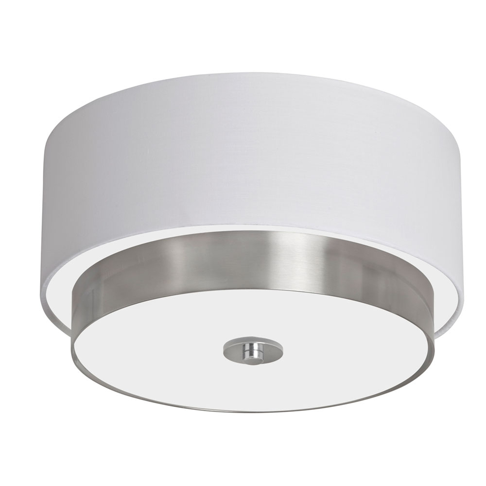 14&#34; Flush Mount Satin Chrome Finish with White Shade