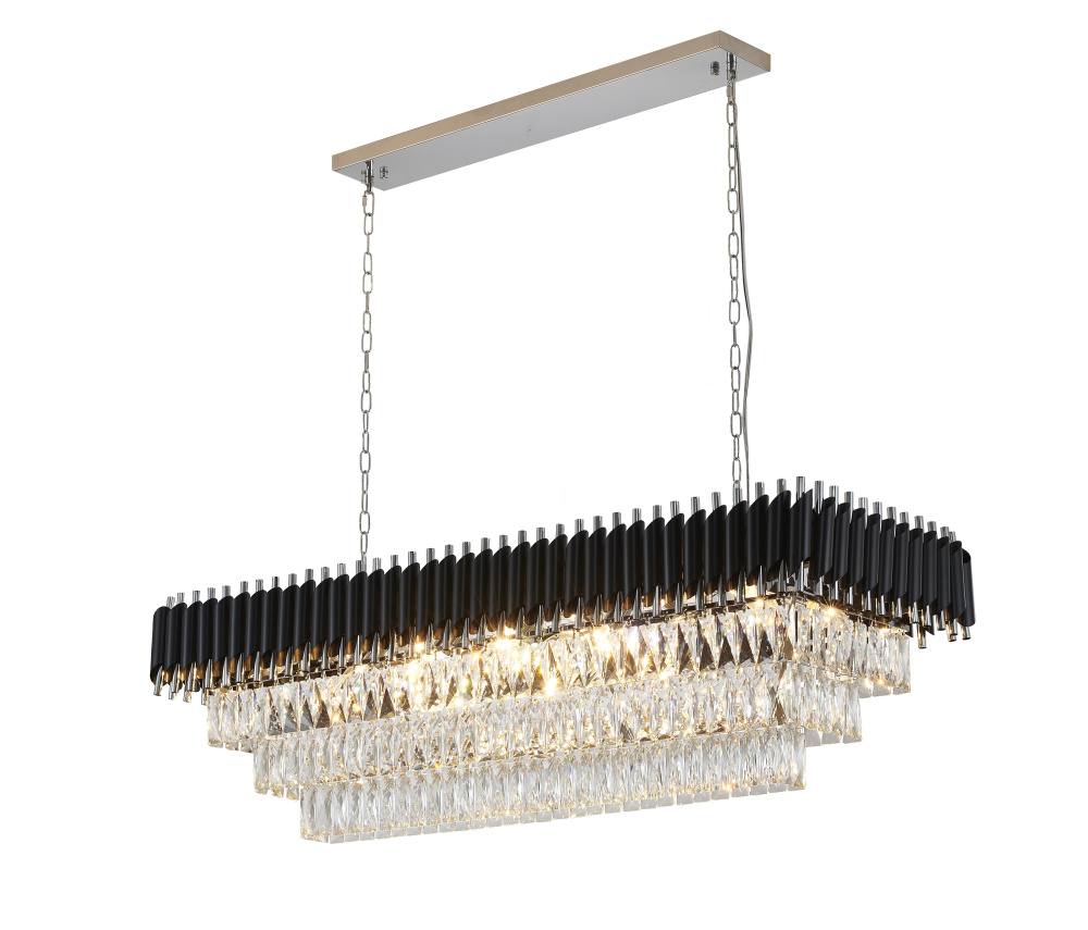 Black and Chrome Rectangular Frame Chandelier