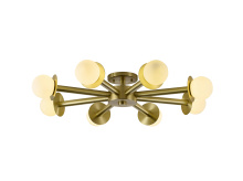 Bethel International BLT106C36BR - 8-Light Satin Brass Flush Mount With White Glass Globe Shades