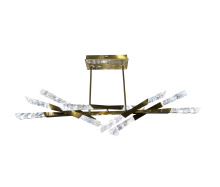 Bethel International FER01C60BR - 12-Light Dimmable Satin Brass Stainless Steel LED Chandelier With Clear Snowflake Crystals
