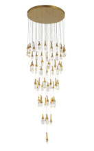 Bethel International OCH01C28BR - 60-Light Antique Brass LED Chandelier With Hanging Crystals