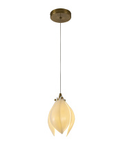 Bethel International ZA42P5BR - 1-Light Bronze Single Pendant With A Cream Ceramic Flower