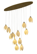 Bethel International ZA44C48BR - 12-Light Bronze Single Pendant With Cream Ceramic Flowers
