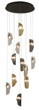 Bethel International ZP144C24BLK - 12-Light Black Chandelier With Clear, Smoke, And Amber Glass Accents