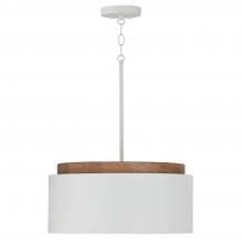 Capital Canada 350912LT - 1-Light Drum Pendant in White with Mango Wood and Matte White Metal Shade