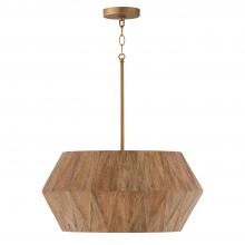Capital Canada 351041LW - 4-Light Pendant in Hand-distressed Patinaed Brass and Handcrafted Mango Wood