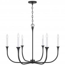 Capital Canada 452361BI - 6-Light Chandelier in Black Iron with Interchangeable White or Black Iron Candle Sleeves