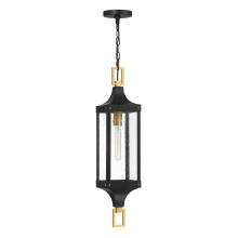 Savoy House Canada 5-277-144 - Glendale 1-Light Outdoor Hanging Lantern in Matte Black and Weathered Brushed Brass