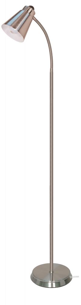 Gooseneck Floor Lamp - 1 Light - Brushed Nickel