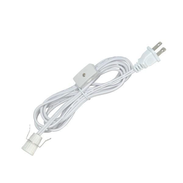 6 Foot #18 SPT-2 White Cord, Switch, And Plug (Switch 17&#34; From Socket)