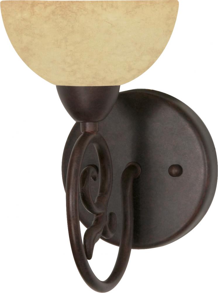 1-Light 6&#34; Old Bronze Wall Mounted Vanity Fixture with Tuscan Suede Glass